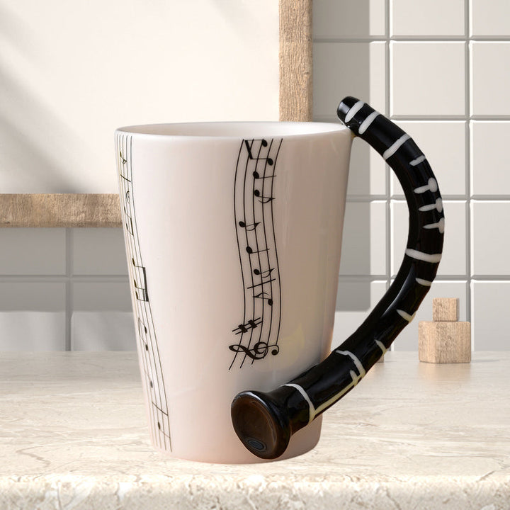 Piano key handle ceramic mug, stylish musical gift, 12 oz coffee cup for music teachers & students