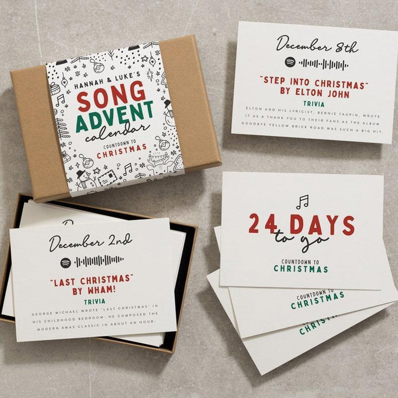 Christmas Countdown Advent Card Set, a unique holiday gift for movie and song lovers