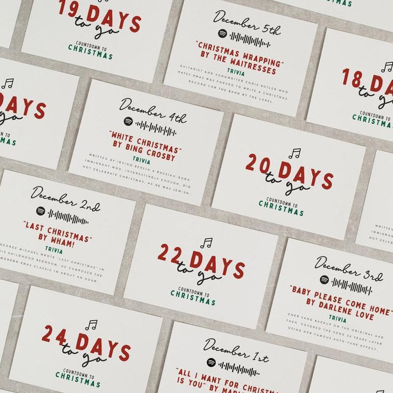 Festive Christmas Countdown Card Set, unisex design, ideal for a family holiday tradition