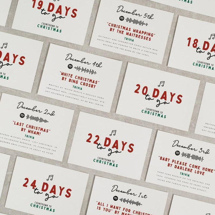 Festive Christmas Countdown Card Set, unisex design, ideal for a family holiday tradition