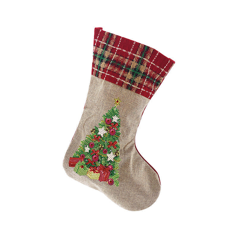 Detailed view of the adhesive canvas guide for the Christmas stocking diamond art project