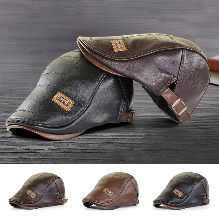 Unisex black faux leather beret, a timeless classic hat and a great gift idea for fashion lovers.