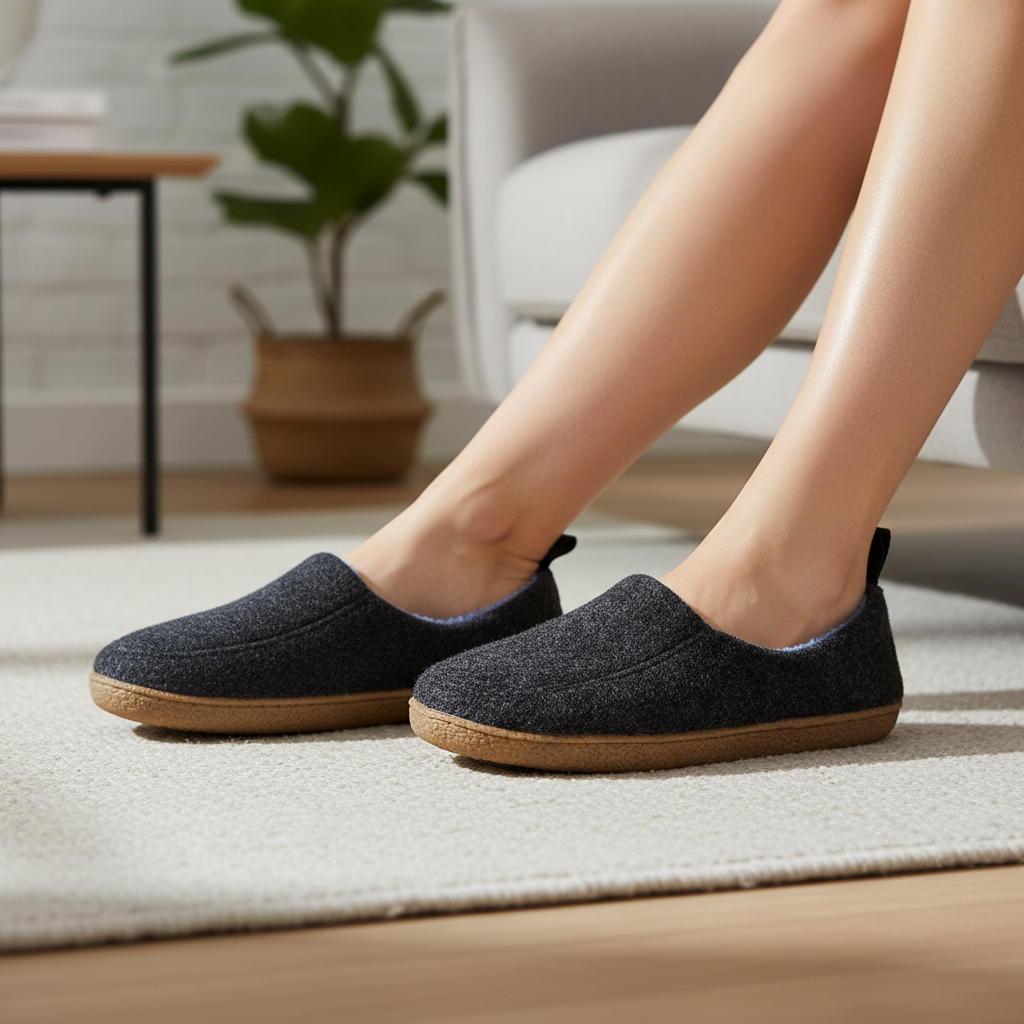 Unisex Cloudwalk slippers, plush-lined felt for ultimate warmth & cozy comfort. Perfect non-slip indoor footwear.