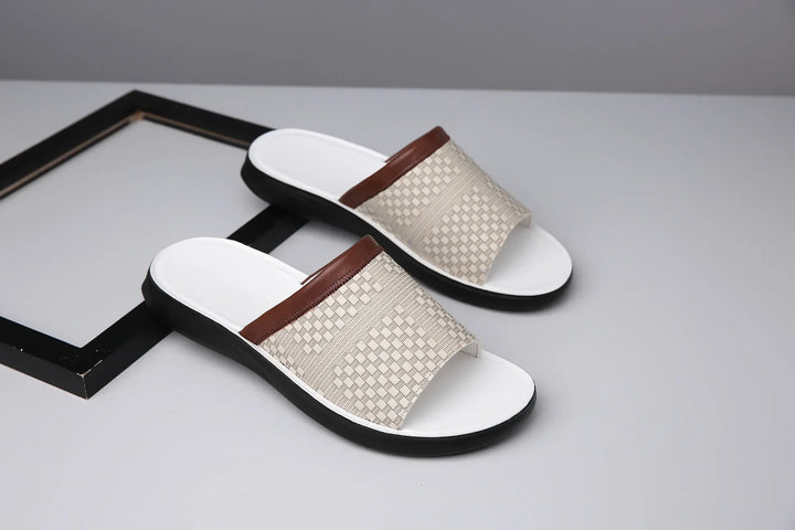 Unisex slide sandals featuring a stylish woven strap and non-slip sole, great for all-day comfort