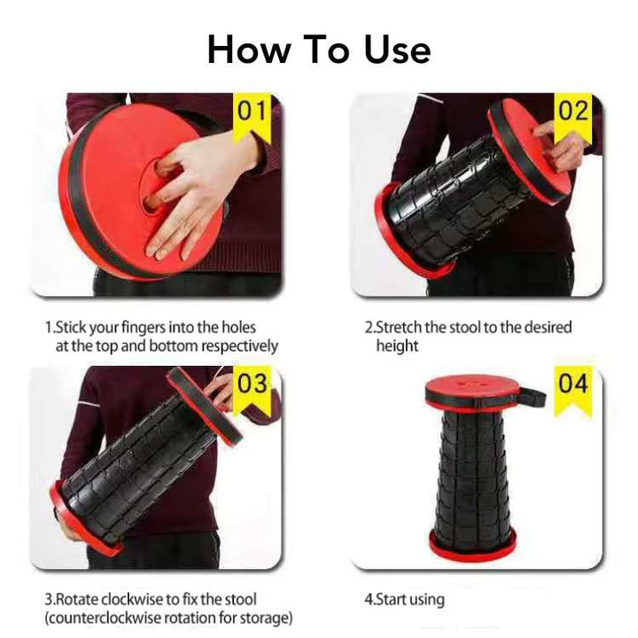 Lightweight foldable camping stool, perfect portable seat for fishing, hiking, and outdoor adventures.