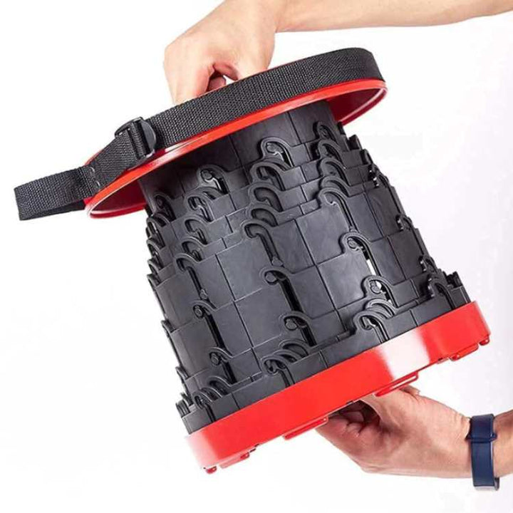 Durable outdoor folding stool, a versatile portable seat for picnics, sports events, and garden use.