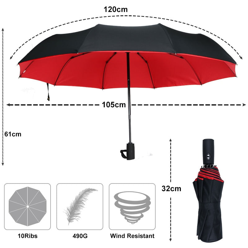 Sleek TavvitaImp010 unisex compact travel umbrella. Automatic windproof design for effective rain and weather protection.