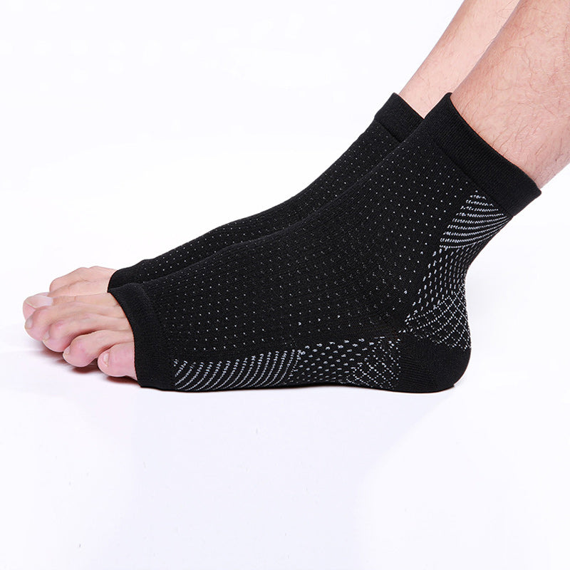 Close-up of the heel area of Unisex Compression Foot Relief Socks, offering enhanced cushioning