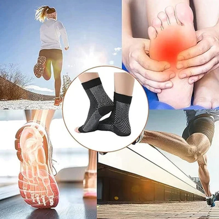 Close-up of fabric on Unisex Compression Foot Relief Socks, breathable material for comfort