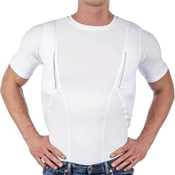 Stealth Concealed Carry T-shirt, a unisex holster shirt with dual ambidextrous holsters.