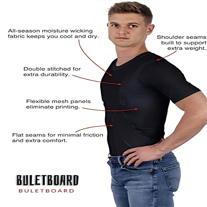 Everyday carry concealed carry t-shirt, featuring discreet dual holsters for personal security.