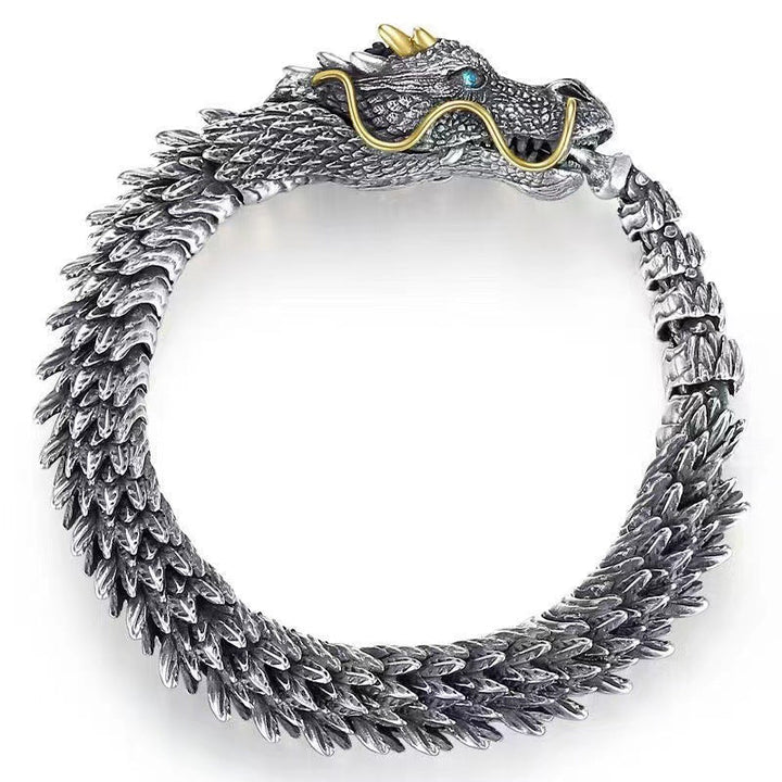 Artistic representation of a copper dragon bracelet, symbolizing strength and protection