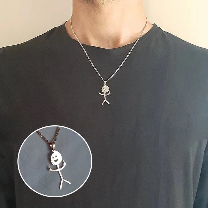Unisex creative doodle pendant necklace, a unique gold alloy fashion accessory for any outfit