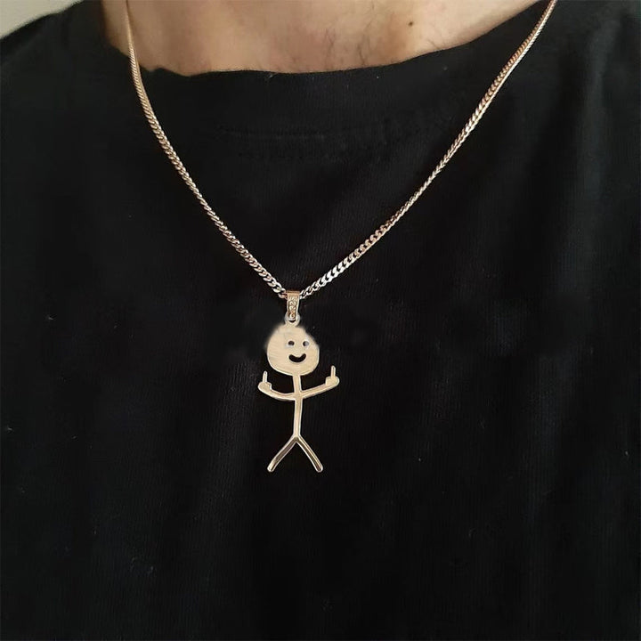Unisex gold-tone doodle pendant necklace, a statement jewelry piece perfect for everyday wear