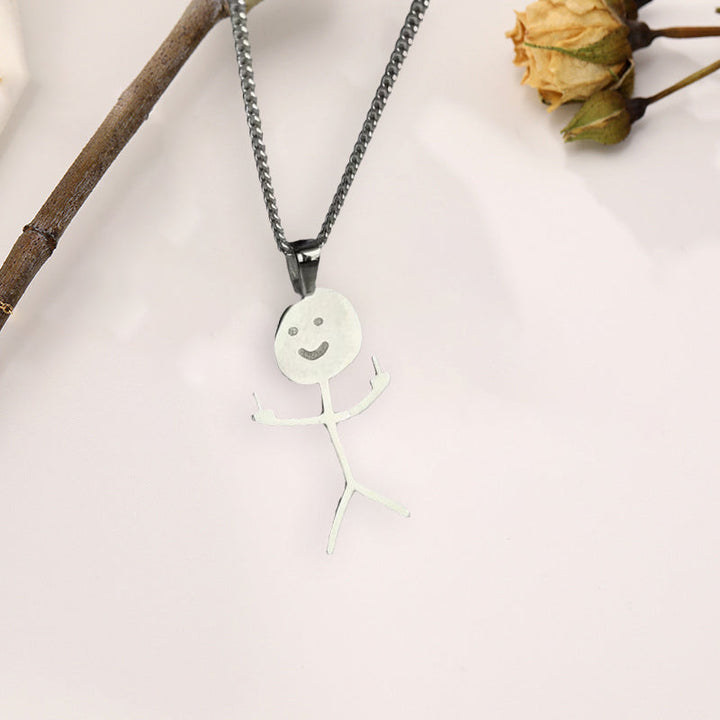 Gift-ready unisex creative doodle necklace, a versatile and unique jewelry item in an alloy finish