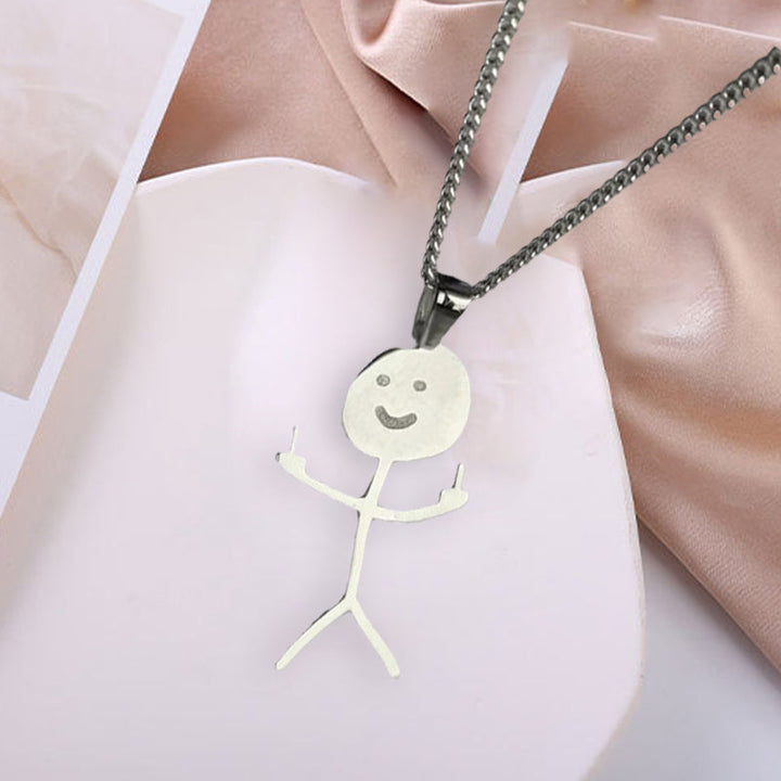 Trendy golden alloy doodle pendant necklace, a must-have fashion accessory for a modern look