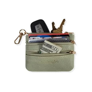 Hands-free tech accessory: black crossbody phone strap with a small zipper pouch for cards or earbuds.