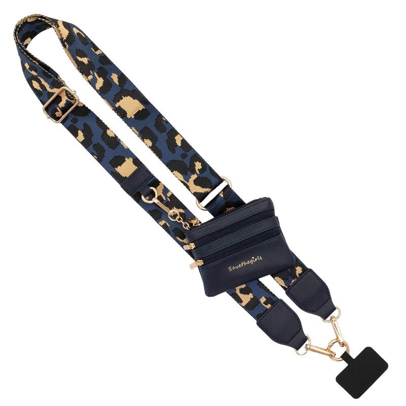 Fashionable black crossbody phone strap and zipper pouch, elevating your tech accessory game with ease.