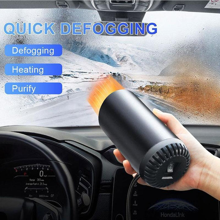 Portable 12V car heater and defroster, cup-shaped for convenient vehicle tools use