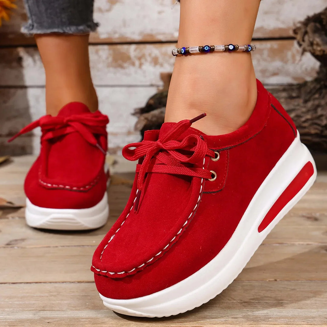 Overhead shot of Unisex Cushioned Orthopedic Walking Shoes, clean & versatile design
