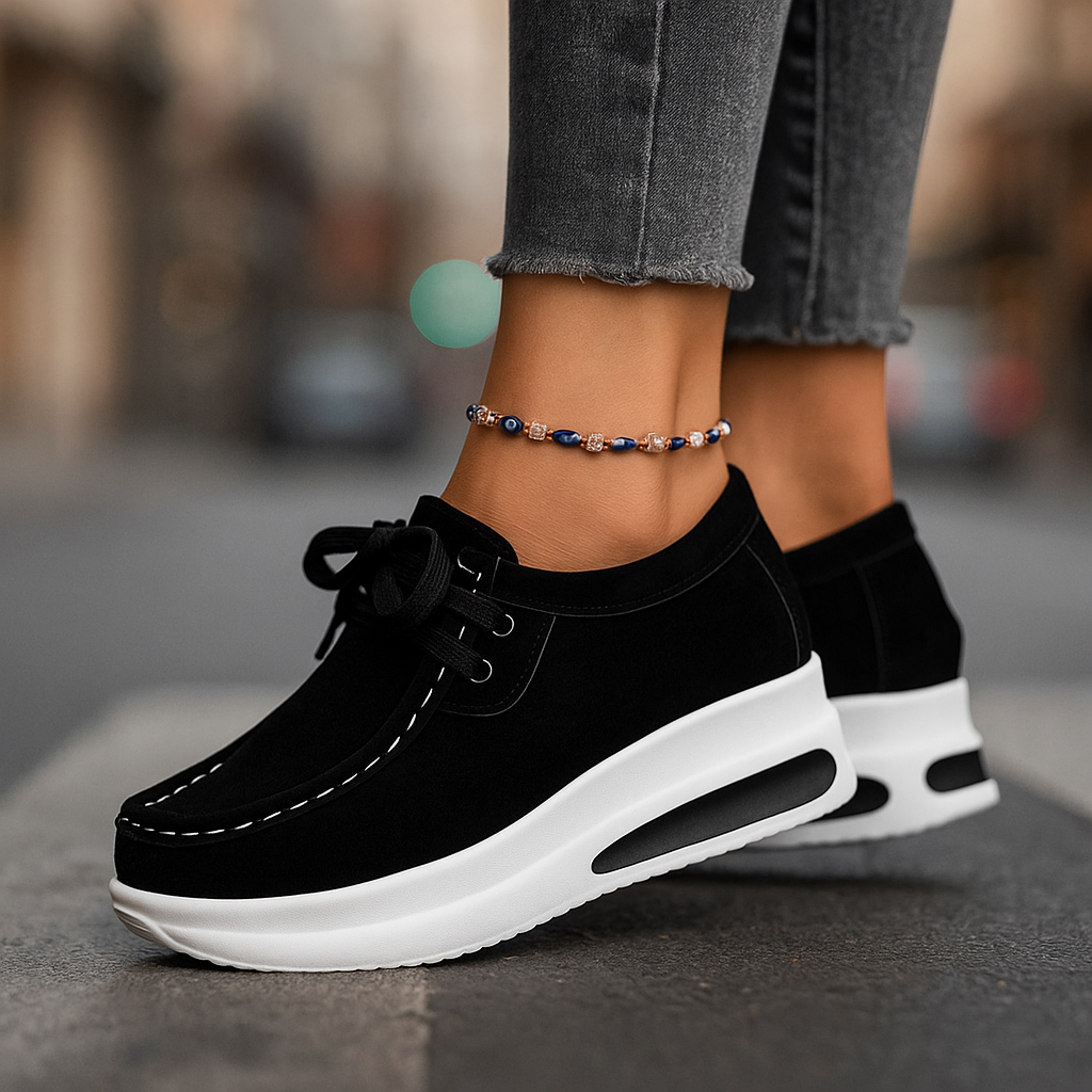 Close-up of the breathable knit upper on Unisex Cushioned Orthopedic Walking Shoes, ideal for comfort