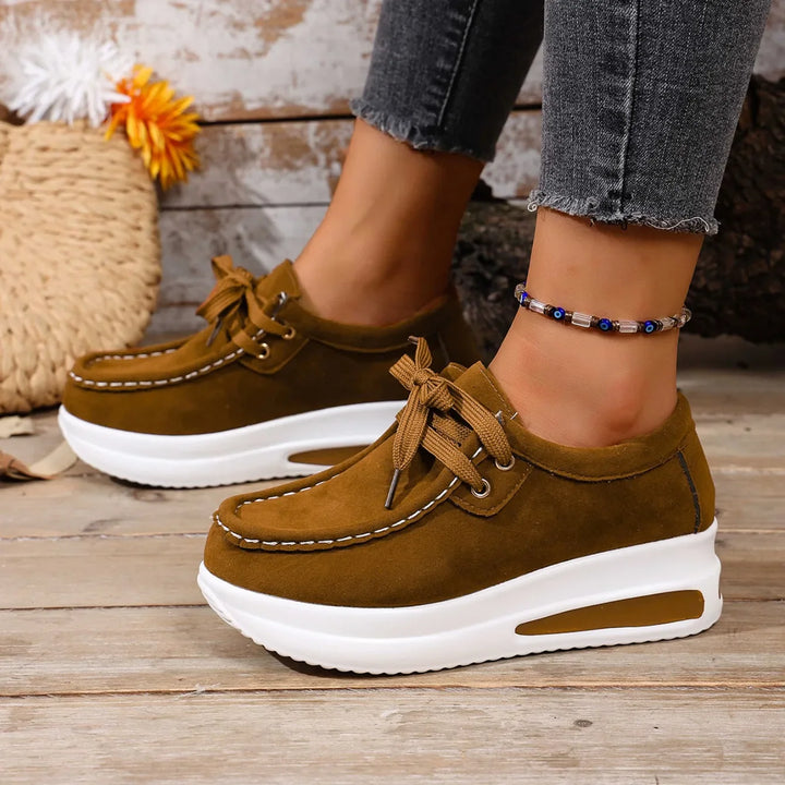 Unisex Orthopedic Walking Shoes on a person's foot, demonstrating the natural fit and support