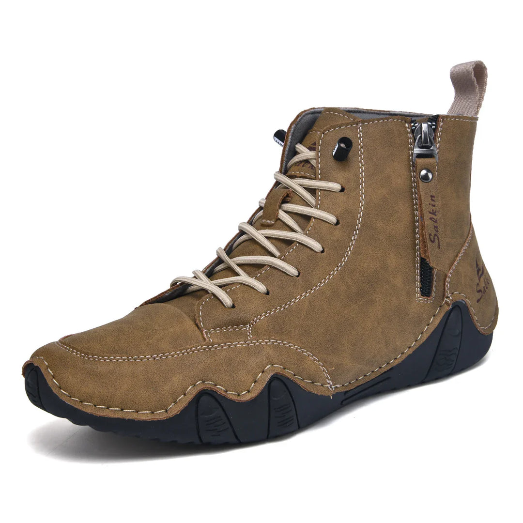 Unisex Comfortable Walking Boots, brown, featuring a durable zipper and orthopedic support