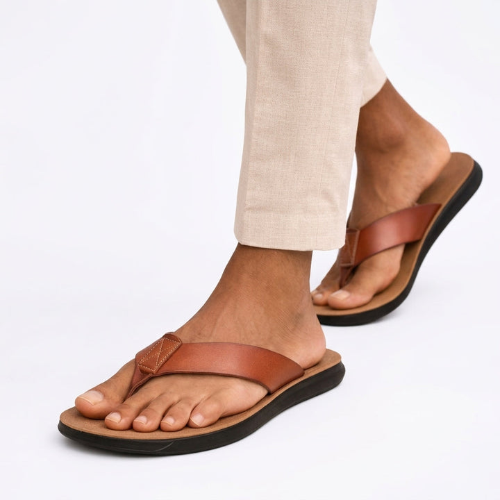Comfortable unisex toe post sandals, cushioned for all-day wear. Ideal casual slip-on footwear for summer.