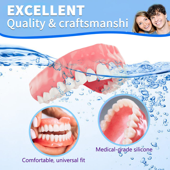 High-quality custom full dentures, featuring natural ivory & white teeth for durability & a perfect fit.