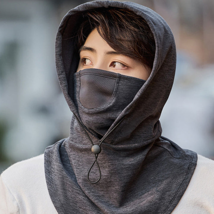 Cycling balaclava, soft fleece inside, protecting face and neck from cold elements