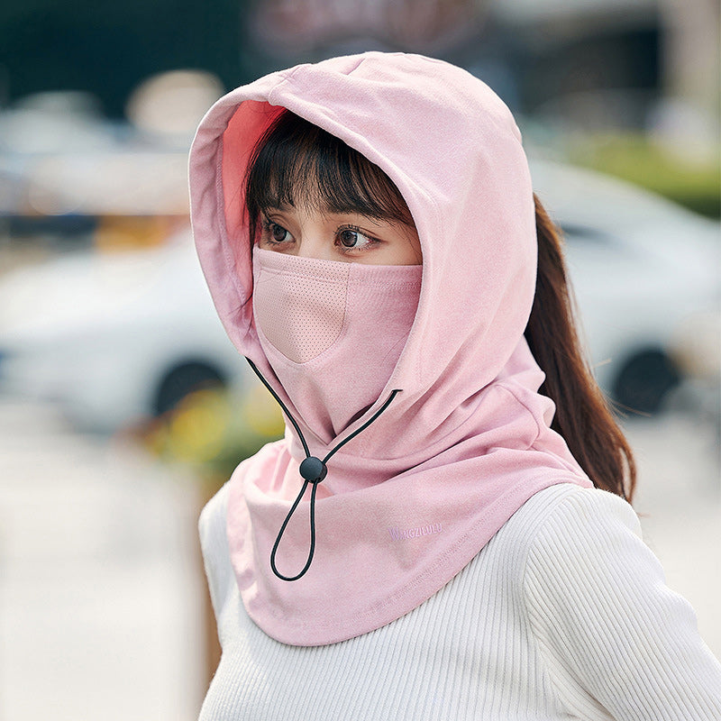 Thermal cycling neck warmer and integrated hood, essential for cold weather activity