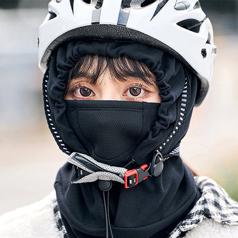 Cycling balaclava with hood, fleece lining, ideal for cold weather biking and sports
