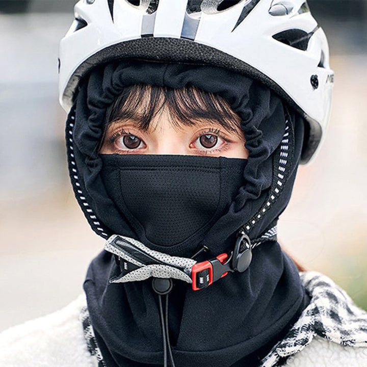 Cycling balaclava with hood, fleece lining, ideal for cold weather biking and sports
