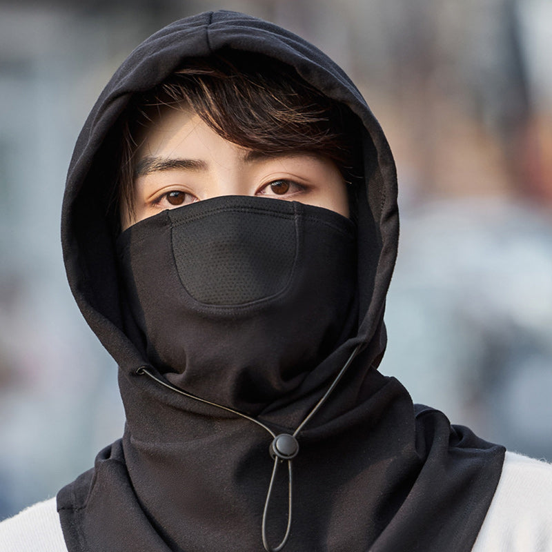 Unisex windproof face cover and neck gaiter, black, essential cycling accessory