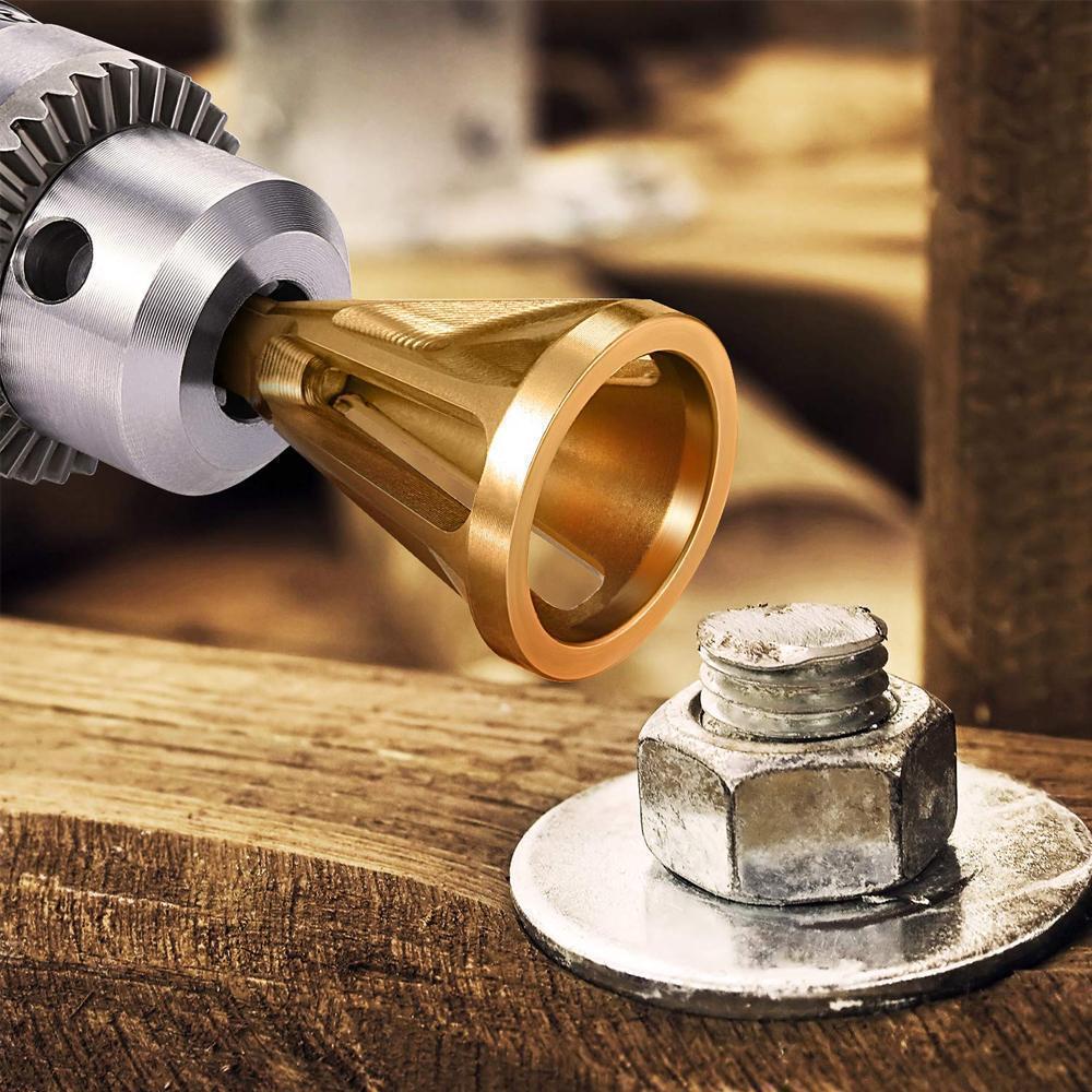 Close-up of a stainless steel Deburring External Chamfer Tool, essential for bolt repair and metal deburring