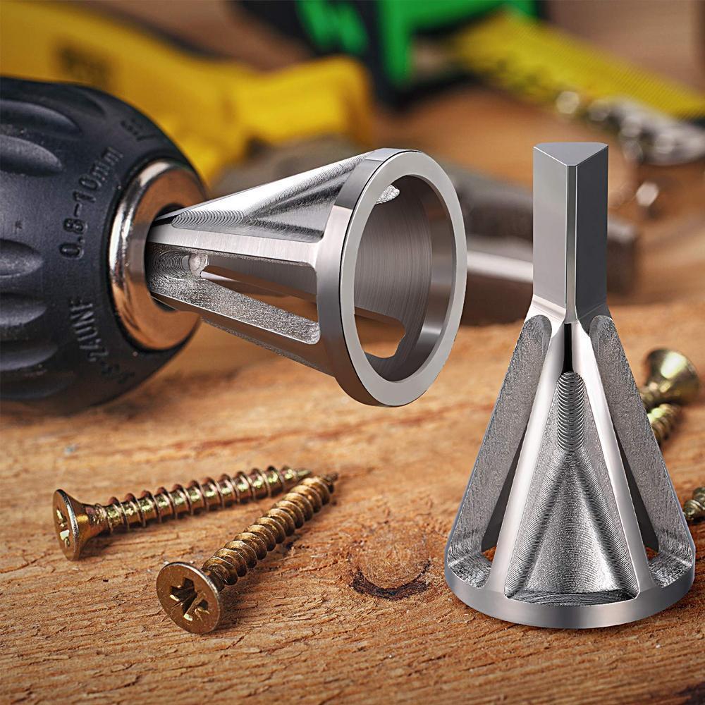 Hand holding a Deburring External Chamfer Tool, showcasing its design for efficient thread repair and metalworking