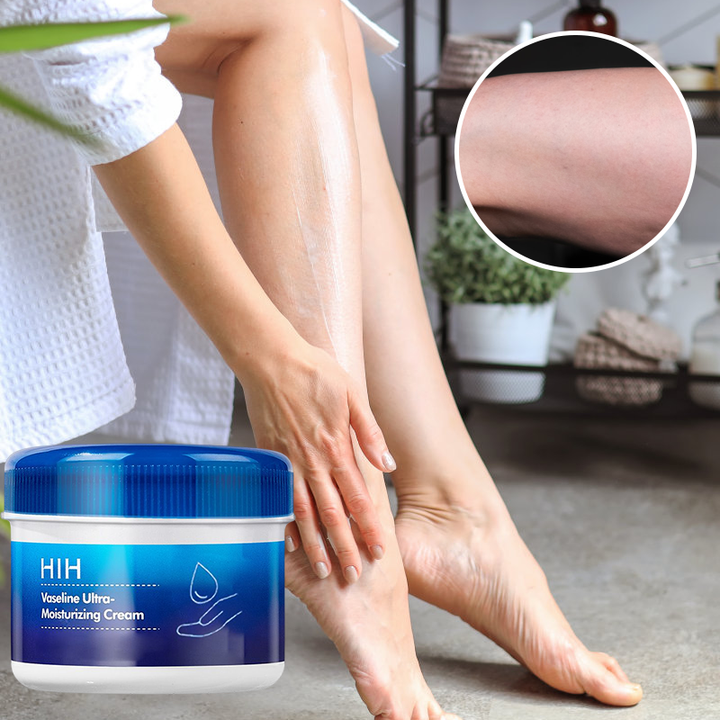 Ingredients list prominently displayed on unisex deep moisturizing cream for dry skin.