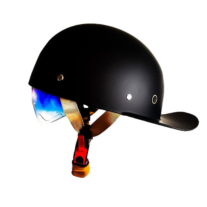 Classic baseball style DOT approved half helmet for comfortable motorcycle rides.