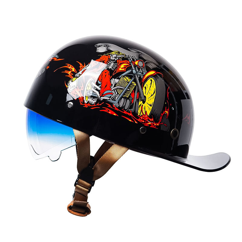Lightweight unisex DOT motorcycle baseball helmet, perfect for biker gear.