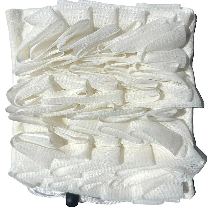 Soft bath sponge on one side, natural loofah on the other, for unisex skincare and cleansing