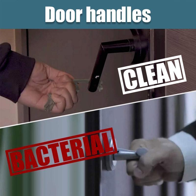 Ergonomic design of a touch-free door opener EDC tool in hand, emphasizing hygiene and convenient use.