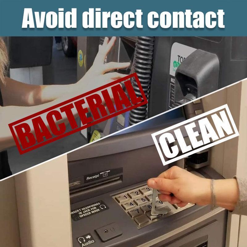 Portable EDC tool: a touch-free door opener and stylus for safe, hygienic interaction with public surfaces.