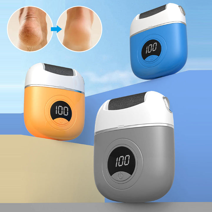 Electric Foot Callus Remover kit, including extra rollers and cleaning brush for maintenance.