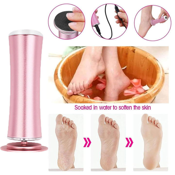 Hand holding an electric foot callus remover, showing its comfortable grip for pedicure