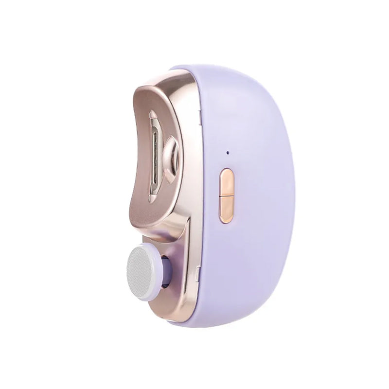 Electric nail clipper with safety features, including a child lock, for worry-free nail trimming.