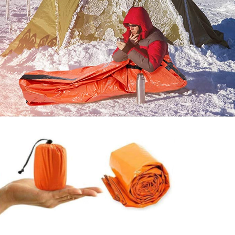 Unisex emergency waterproof sleeping bag for survival & camping. Lightweight thermal gear for outdoor hiking.