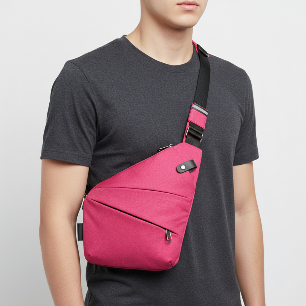 Ergonomic anti-theft shoulder bag for secure carry of daily essentials, unisex design.