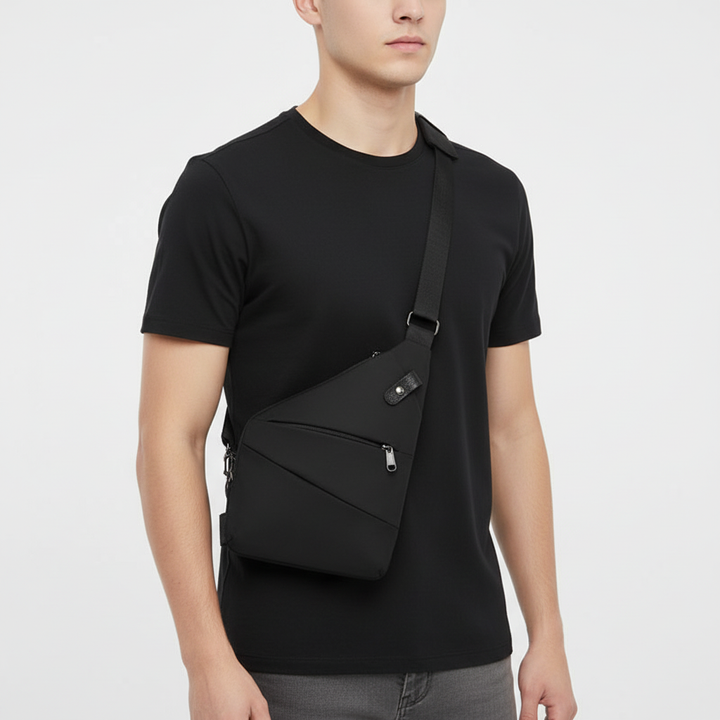 Anti-theft shoulder bag, ergonomic and lightweight nylon for secure, comfortable daily carry.