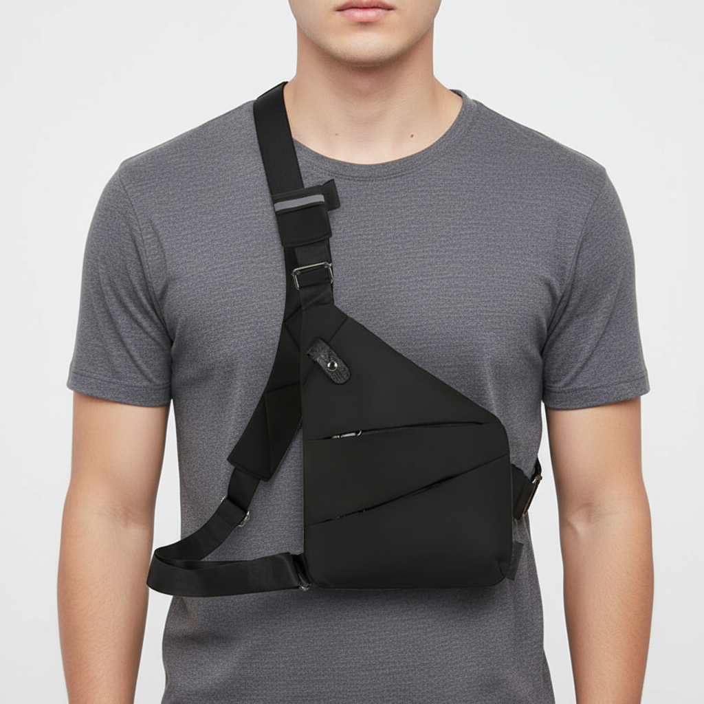 Lightweight anti-theft shoulder bag, ergonomic design, ideal for secure daily essentials.