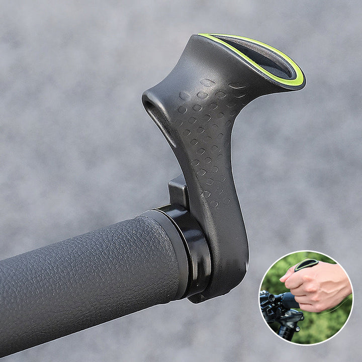 Pair of black ergonomic bicycle grips, easy to install for improved cycling comfort & pain relief.